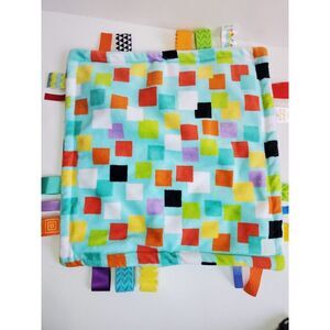 Bright Starts Taggies Baby Security Blanket Plush Lovey with Square‎ Print